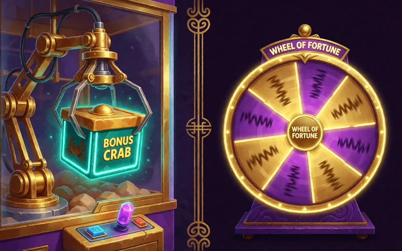 Bonus Crab Greifarm und separates Wheel of Fortune Gl&uuml;cksrad als zwei verschiedene Gamification-Funktionen