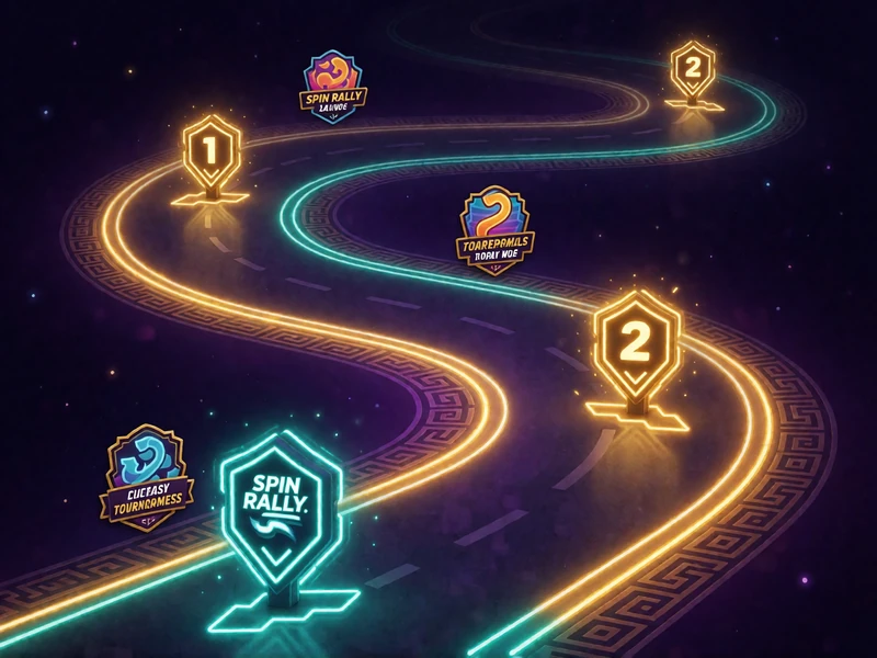 Spin-Rally-Fortschrittsstrecke mit separaten Challenge- und Turniermarken im Alawin Gamification-System