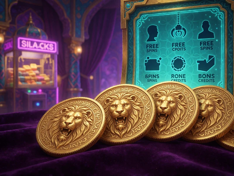 Goldene Lion Coins neben einem leuchtenden Shop-Katalog mit einl&ouml;sbaren Vorteilen im Alawin Treueprogramm